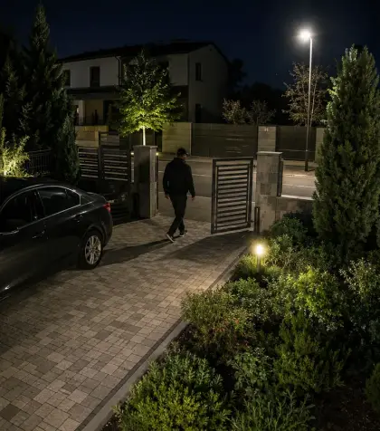 Αυλή κατοικίας τη νύχτα, όπως τη βλέπει κάμερα